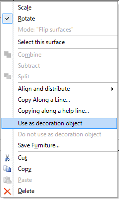 Context menu – decoration object