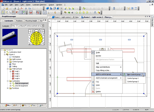 Paste a control group – Context menu in the CAD view