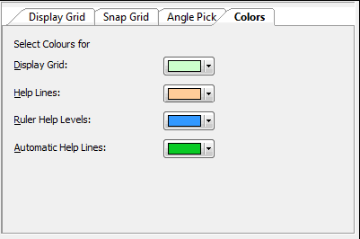 Pick grid settings – Colours of the Pick grids