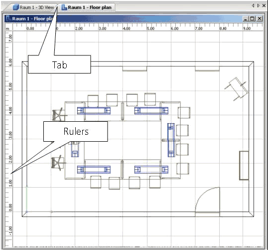 Ground plan view of a room