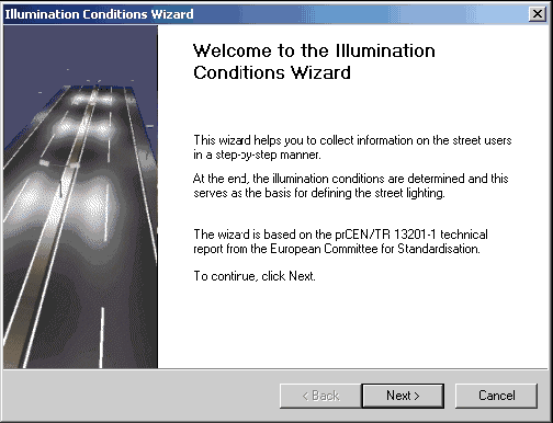 Illumination Conditions Wizard – Welcome dialogue