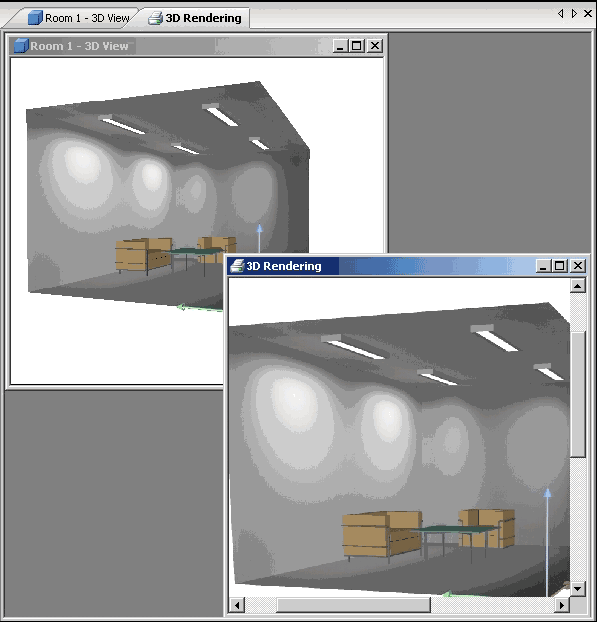 3D CAD at the top left (for editing purposes) and 3D rendering (as output) at the bottom right