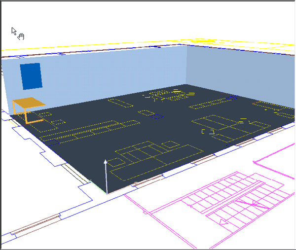 3D view with DXF background