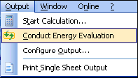 Start of an energy evaluation in menu Output