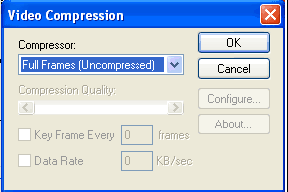 Windows dialog for the video compression settings