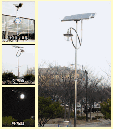 Рис. 6. Уличный светильник со светодиодами и автономным питанием, установленный на опоре