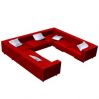 3D модель П-образного дивана с подушками
